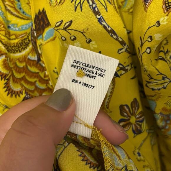 Ulla Johnson 100% Silk Yellow Floral Brea Tie Neck Blouse Size 8 - Picture 8 of 8
